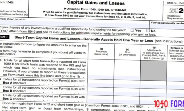 2020 - 2021 Schedule D Capital Gains and Losses