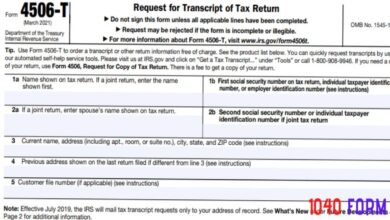 Form 4506-T Request for Transcript of Tax Return