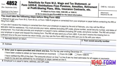 Form 4852 Substitute for Form W-2 and 1099-R